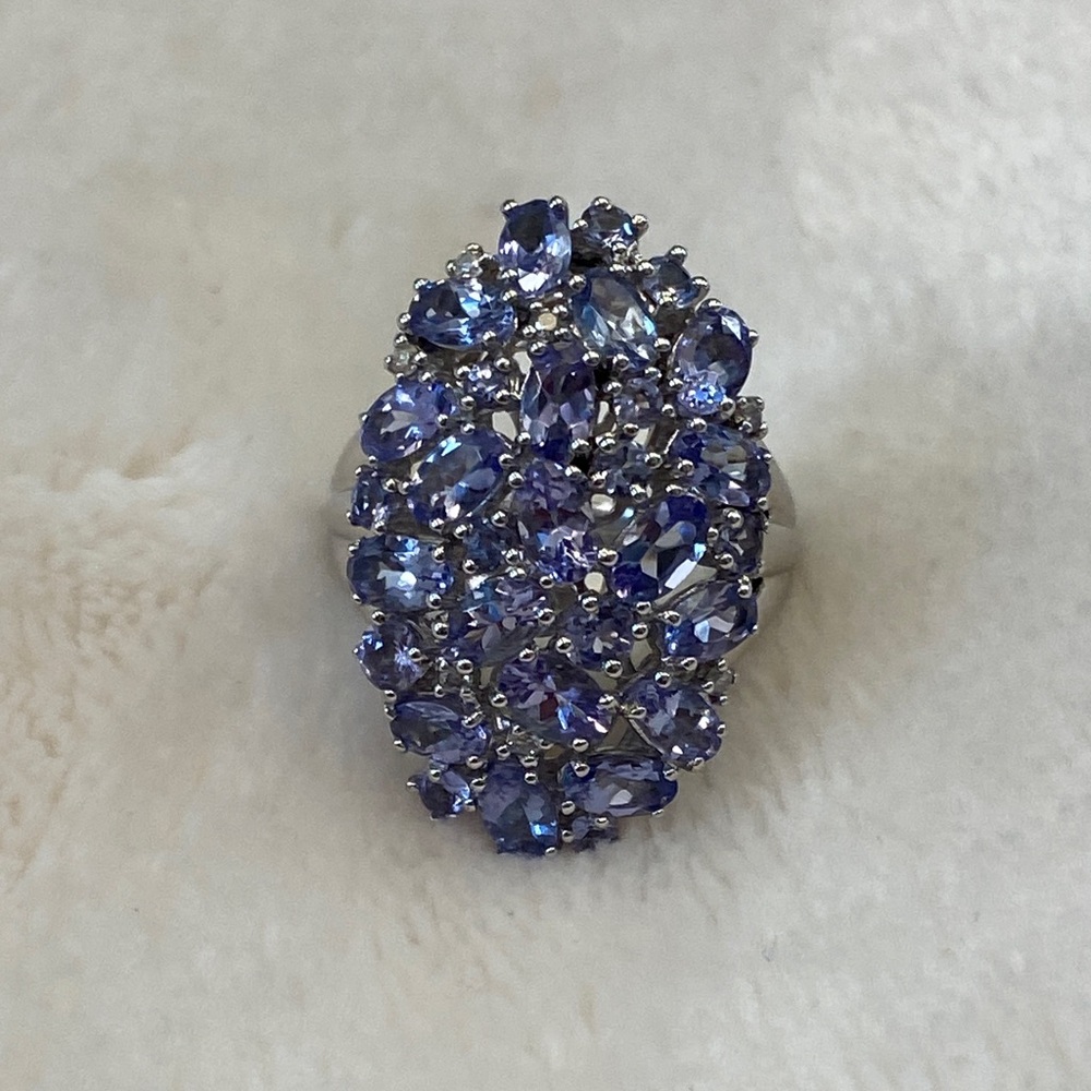 Tanzanite Diamond Cluster Ring